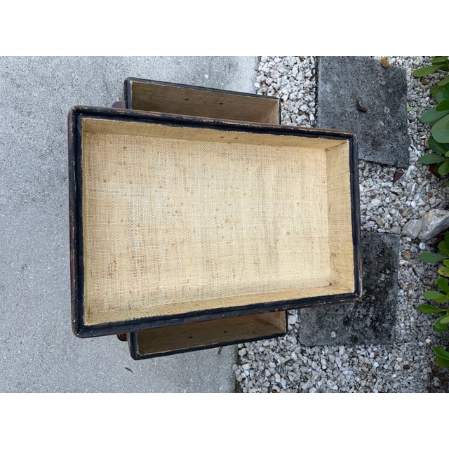 Vintage Faux Bamboo Leather Wrapped Storage Chest End Table Attributed to Maitland-Smith For Sale - Image 11 of 12