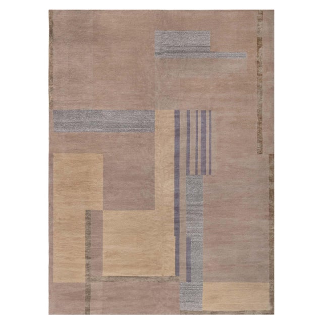 Modern Tibetan Art Deco Style Silk and Wool Rug by Doris Leslie Blau For Sale