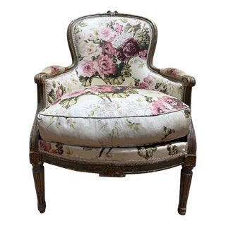 Bergère Chair with Louis Xvi Style Floral Fabric For Sale