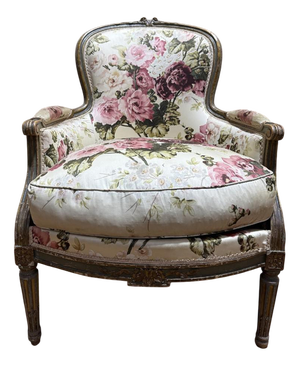 Bergère Chair with Louis Xvi Style Floral Fabric