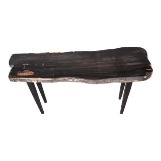 One Slab Living Edge Petrified Wood Console Table 50 For Sale