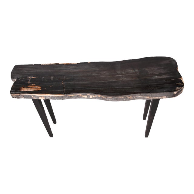 One Slab Living Edge Petrified Wood Console Table 50 For Sale