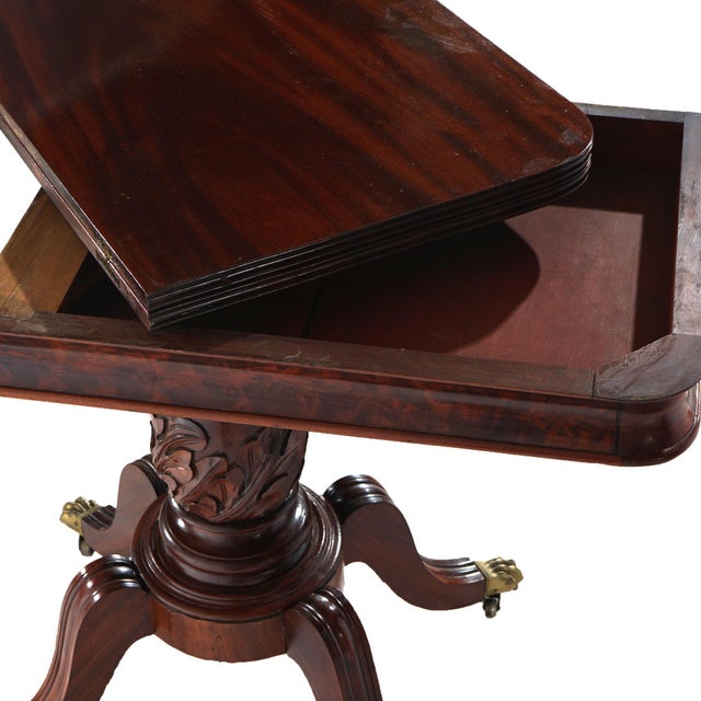 Antique Duncan Phyfe Carved Mahogany Card Table Circa 1830’s For Sale - Image 10 of 11