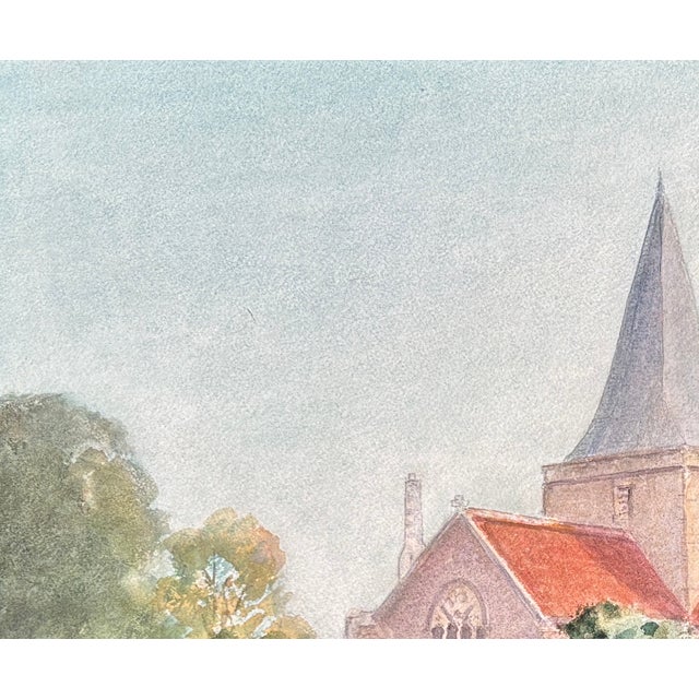 1960s Watercolor; Harold Latham; St. Andrew’s Church, Alfriston, East Sussex, For Sale - Image 4 of 10