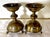 Fantastic pair of antique brass ecclesiastical gothic style footed candlesticks, with fretwork Greek cross design,...