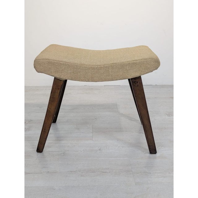 Brown Vintage Pouf in Fabric and Wood, 1960s For Sale - Image 8 of 12