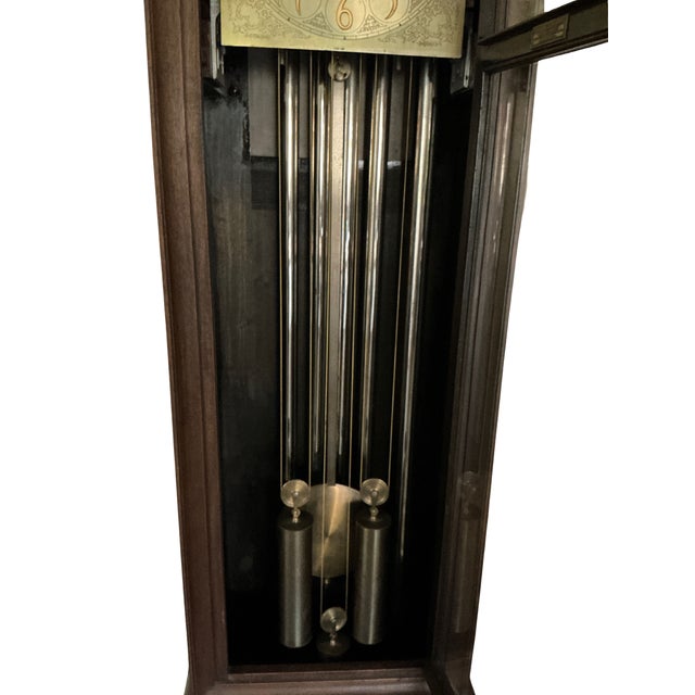 Wood 1915 Herschede Hall Walnut Grandfather Tall Clock 5 Chimes For Sale - Image 7 of 10
