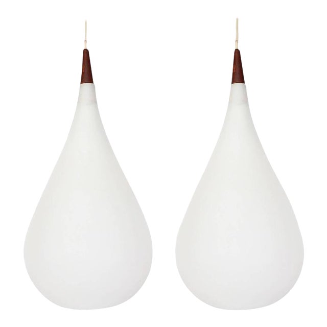 Holmegaard Milk Glass Drop Shaped Pendant Light Chairish