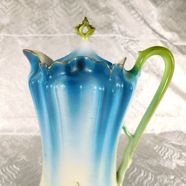 Contemporary Teal and Light Green Shaped Chocolate Pot For Sale - Image 3 of 11