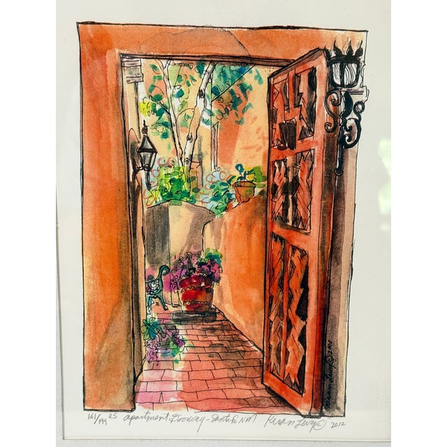 Rustic Late 20th Century Kiran Levy "Apartment Doorway – Santa Fe Nm" Signed Hand-Enhanced Limited Edition Print Framed For Sale - Image 3 of 9