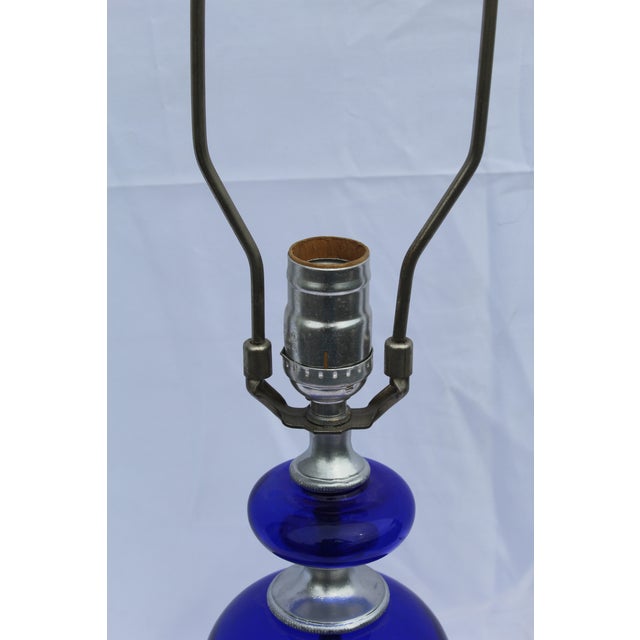 Deco Cobalt Blue Glass Bronze Base And Spacers Table Lamps A