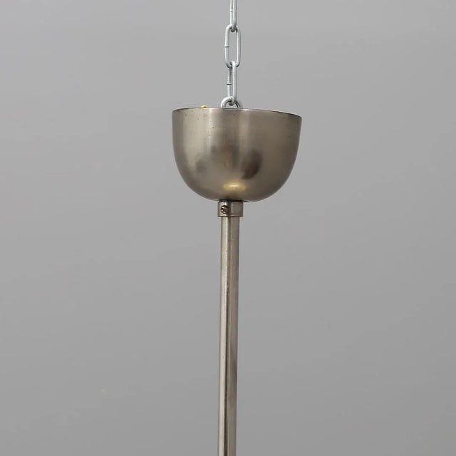 Art Deco Chrome and Wood Ceiling Lamp, 1930s For Sale - Image 6 of 7