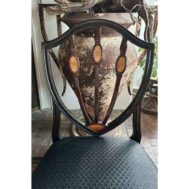 Antique Federal Shield Back Chair With Inlaid Marquetry and Nailheads For Sale - Image 9 of 12