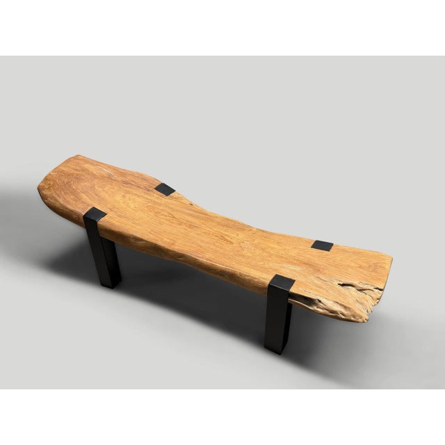 Andrianna Shamaris Impressive Teak Wood and Metal Chaise or Bench For Sale - Image 18 of 18