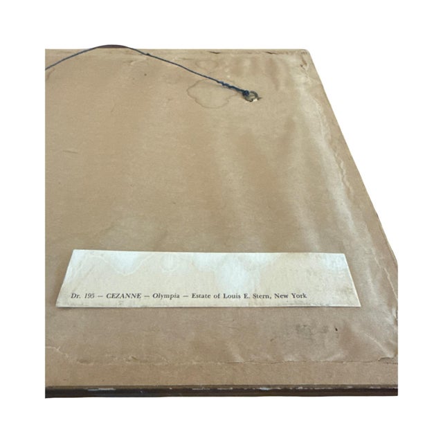 Olive 1940s–1950s Framed Cezanne “Olympia” Exhibition Art Study With Velvet Mat For Sale - Image 8 of 8