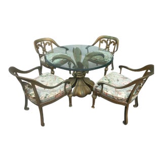 Dorothy Draper Designer Mid-Century Hollywood Regency Patio Table & 4 Chairs For Sale
