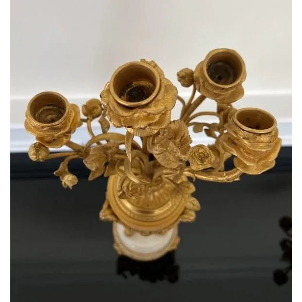 Late 19th Century Antique French, Second Empire Bronze Guilt Four-Light Candelabra - Pair For Sale - Image 5 of 7