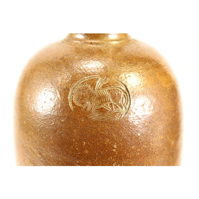 Ceramic Late 1800's Rare French Stoneware Mineral Water Bottle Seltzer Jug Lion Stamp For Sale - Image 7 of 13