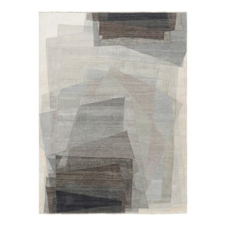Rug & Kilim Modern Rug With Abstract Geometric Patterns in Beige and Gray For Sale