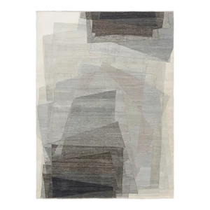 Rug & Kilim Modern Rug With Abstract Geometric Patterns in Beige and Gray