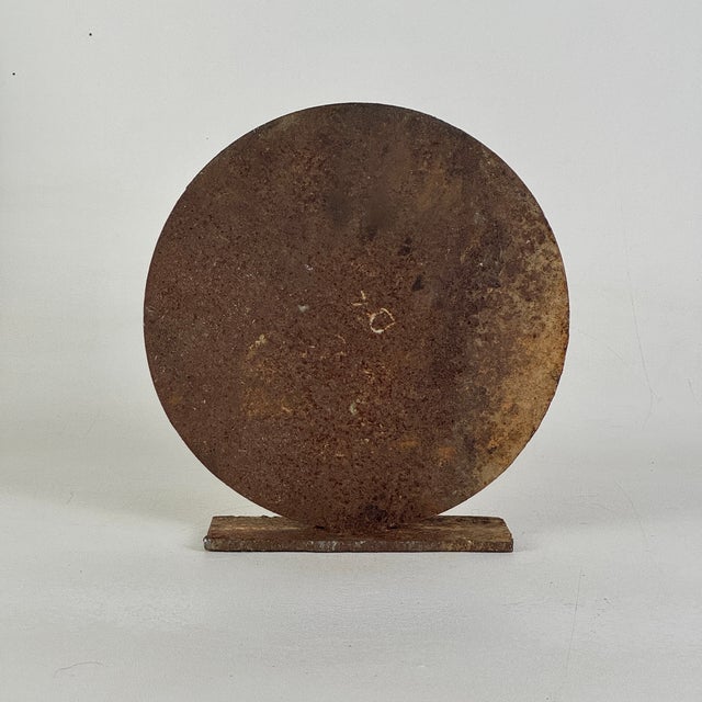 Vintage Round Bullseye Metal Shooting Target With Red Paint For Sale - Image 4 of 4