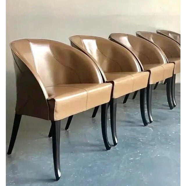 Late 20th Century Vintage Italian Georgetti Leather Dining Chairs - Set of 5 For Sale - Image 5 of 12