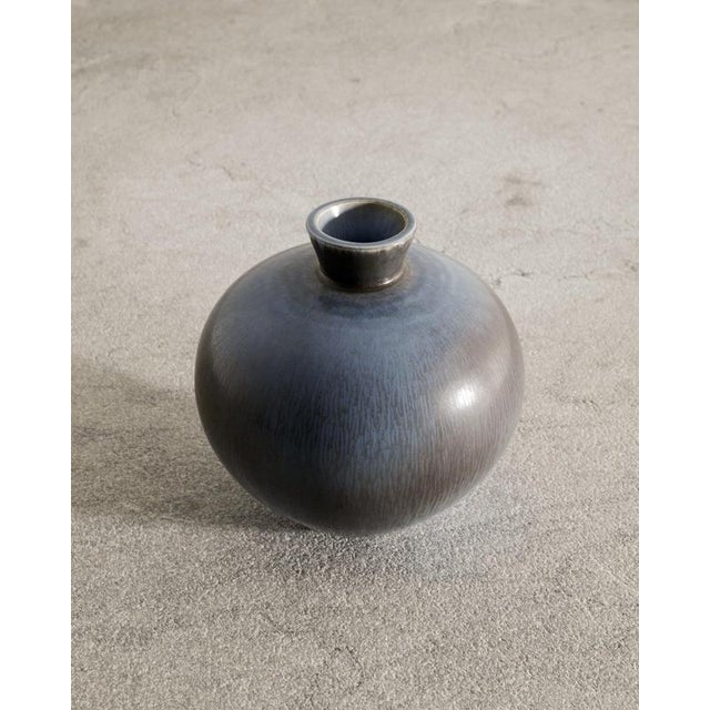 Light Blue Stoneware Vase by Berndt Friberg for Gustavsberg, 1970s For Sale - Image 3 of 6
