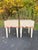 A whimsical pair of 1980s side tables carved to look like draped tablecloths. Each has soft folds, corner pleats, and a...