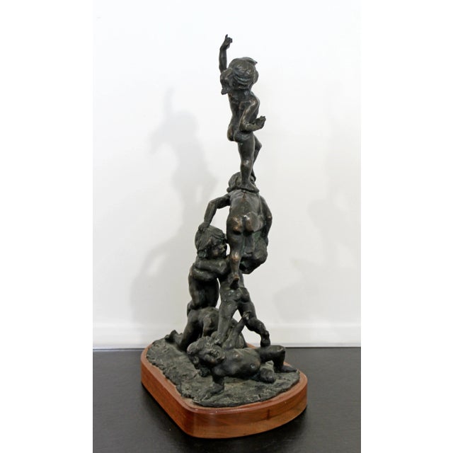 Mid Century Modern Bronze Table Sculpture Signed Edward Chesney 1972