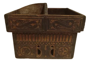 Antique Thai Rustic Carved Wooden Betel Nut Box