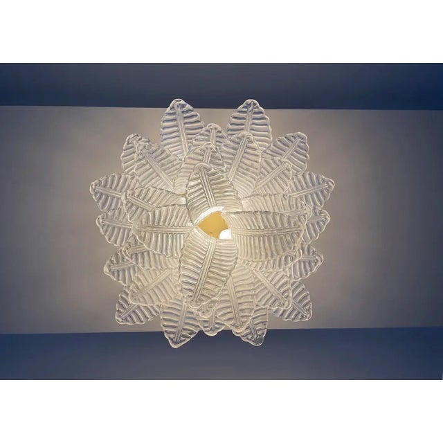 Metal Murano Ceiling Lamp, 32 Transparent Felci Glasses in Brass Structure For Sale - Image 7 of 8