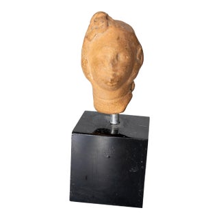 Ancient Greek Hellenistic or Roman Terrracotta Pottery Fragment of a Goddess For Sale