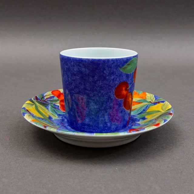 Mid 20th Century Laure Japy Paris Limoges Jardin Bleu Fruit Demitasse Cup & Saucer Set- 14 Pieces For Sale In Miami - Image 6 of 9