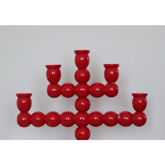 1970s Mid-Century Swedish 5-Arm Bobbin Candelabra, 1970s For Sale - Image 5 of 13