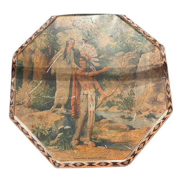 1930s Loose-Wiles Hiawatha’s Wedding Journey Lithographed Biscuit Tin For Sale