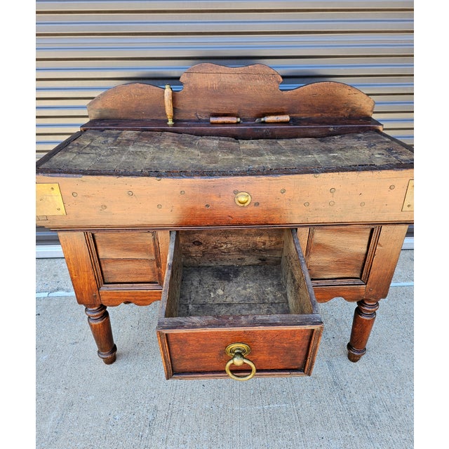 Early 19th Century Antique French Country Butchershop Butcher's Chopping Block Work Table For Sale - Image 5 of 12