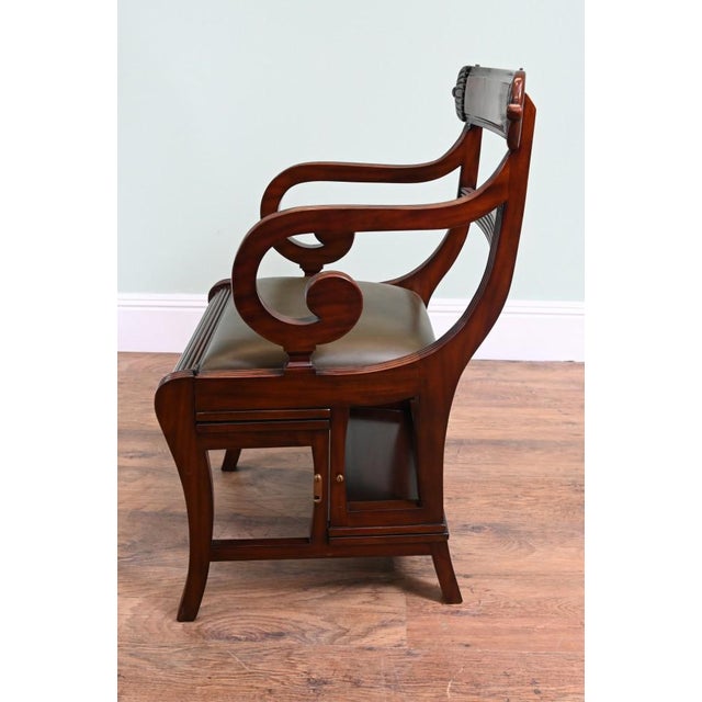Hollywood Regency Regency Metamorphic Chair or Library Stepladder in Mahogany For Sale - Image 3 of 11