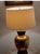 Gold 1950s Art Deco Gold Ceramic Lamp Etched Wavy Lines Modern W Shade Underwriters For Sale - Image 8 of 18