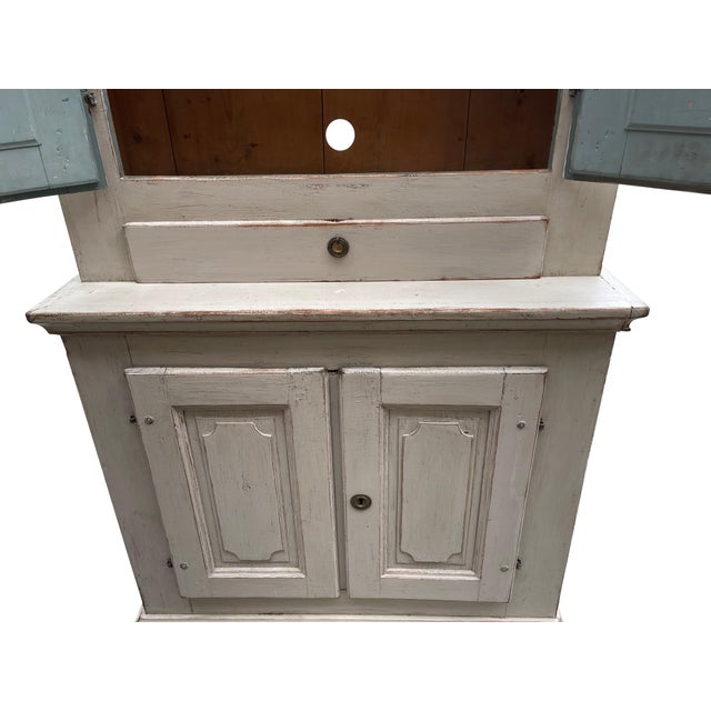 Swedish Gustavian Cupboard/ Highboy in Lime Washed Finish, 19th Century For Sale In Boston - Image 6 of 18