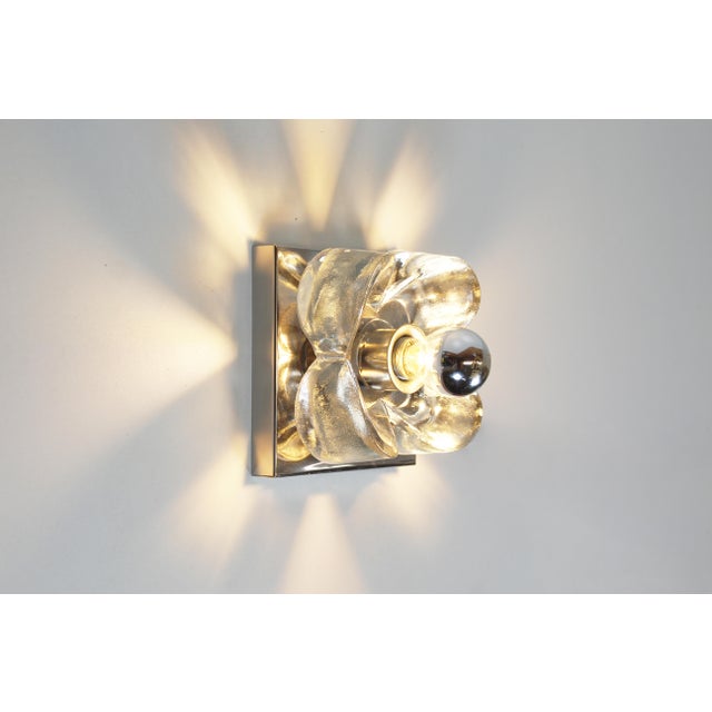 Silver Small Chrome and Glass Wall Lights from Sische, 1970s, Set of 2 For Sale - Image 8 of 9