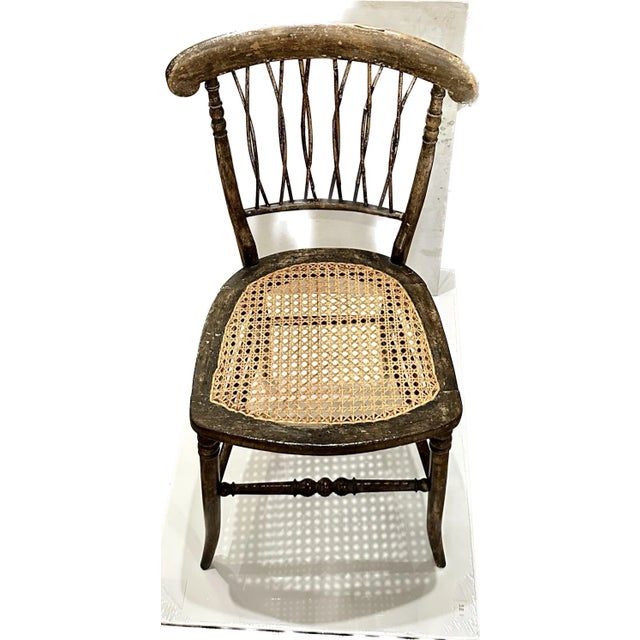 Beautiful unique antique Stick Wicker Cane Seat Side Chair
