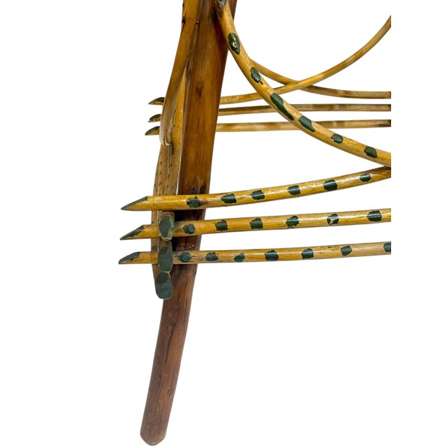 Ralph Lauren Antique Adirondack Folk Art Twig Cabin Table With Hand Painted Dark Green Decoration Ralph Lauren Style For Sale - Image 4 of 16