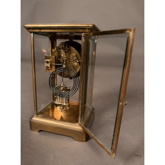 Late 19th Century French Crystal Regulator Clock With Brass Case, Circa 1890 For Sale - Image 16 of 17