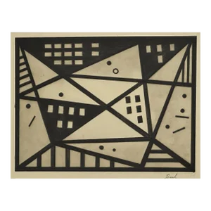 Richard Hood (1910-1995) - Untitled Modernist Geometric Etching, Signed (C. 1952)/Mondrian/Malevich