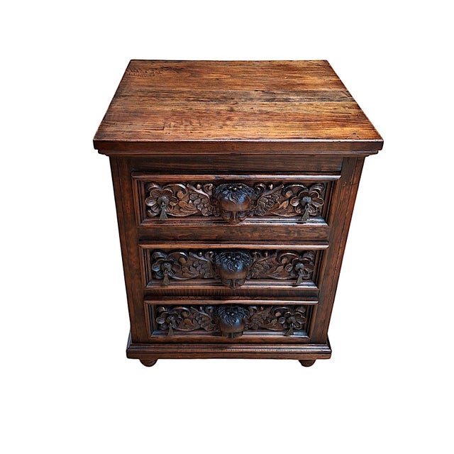 Coffee Antique Spanish Renaissance Revival Nightstand For Sale - Image 8 of 10