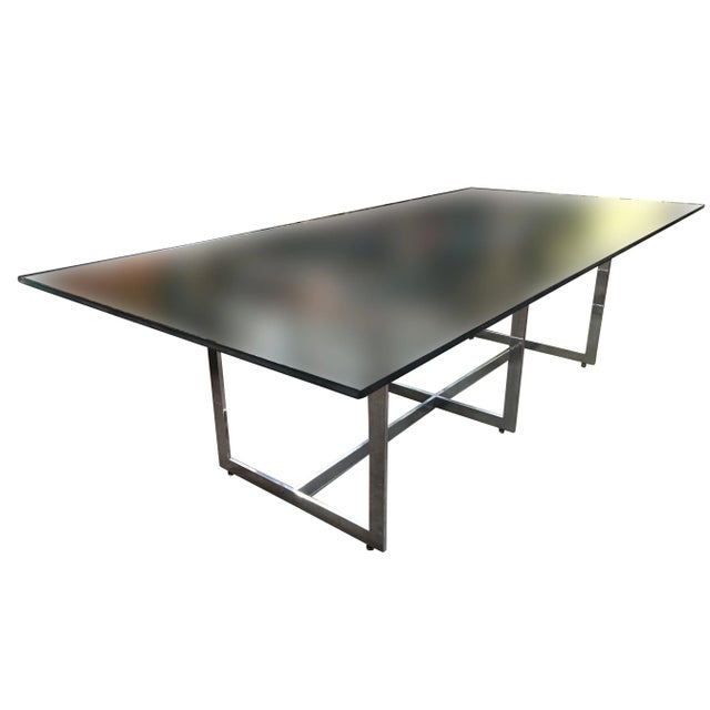 1970s Milo Baughman Chome and Glass 8 Person Dining Table For Sale - Image 11 of 11