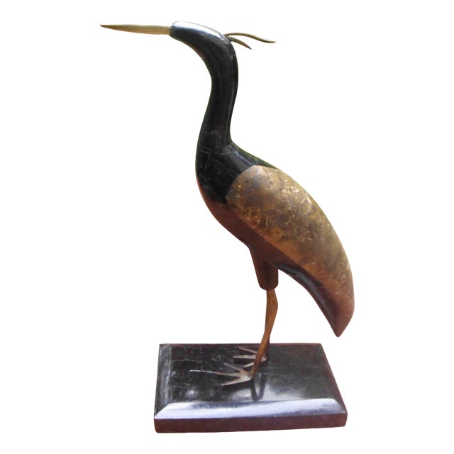 Crane Heron in Marble Mosaic, 1950s For Sale