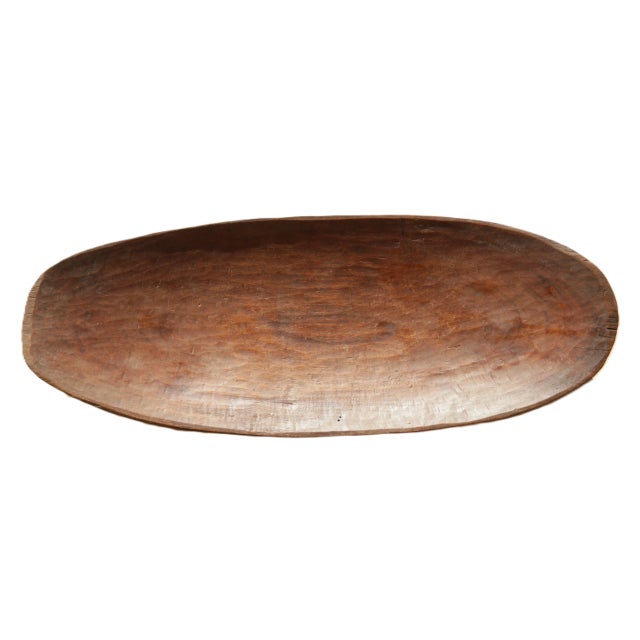 Wood 1960s Tribal Feast Offering Tray, Very Large Hand Hewn Brown Wood Bowl by the Indigenous Mentawei, Indonesia For Sale - Image 7 of 18