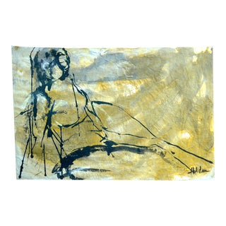 Martha Holden "Woman" Modern Ink Drawing on Rice Paper For Sale