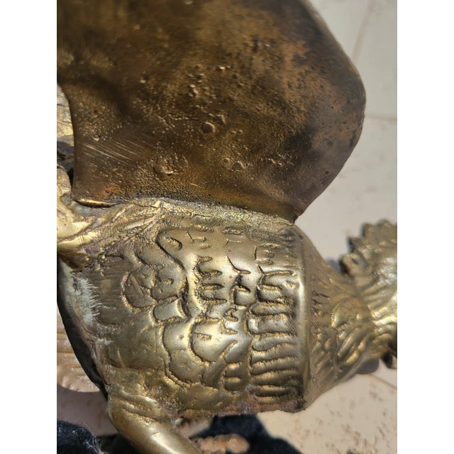 1950s Pair of Vintage Brass Roosters For Sale - Image 5 of 12